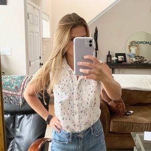 Button Down Sleeveless Blouse